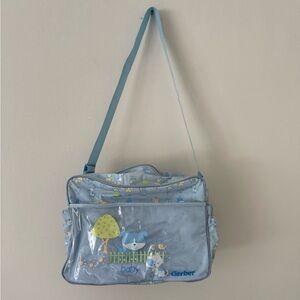 VTG 90s Y2K Insulated Diaper Bottle Bag Gerber Baby w/ Changing Pad Blue Animals